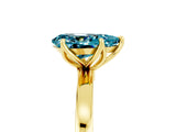 Yellow gold Pear Cut Blue Topaz Solitaire Ring with Thin Band and Prong Setting_17