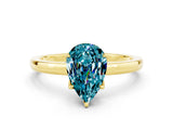 Yellow gold Pear Cut Blue Topaz Solitaire Ring with Thin Band and Prong Setting_24