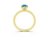 Yellow gold Pear Cut Blue Topaz Solitaire Ring with Thin Band and Prong Setting_27