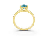 Yellow gold Pear Cut Blue Topaz Solitaire Ring with Wide Band and Prong Setting_3