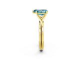 Yellow gold Pear Cut Blue Topaz Solitaire Twist Band Prong Setting Ring_62