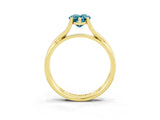 Yellow gold Pear Cut Blue Topaz Solitaire Twist Band Prong Setting Ring_63