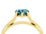 Yellow gold Pear Cut Blue Topaz Solitaire Twist Band Prong Setting Ring_64