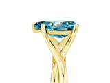 Yellow gold Pear Cut Blue Topaz Solitaire Twist Band Prong Setting Ring_65
