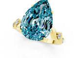 Yellow gold Pear Cut Blue Topaz Solitaire Twisted Band with Round  Accents and Prong Setting_13