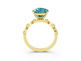 Yellow gold Pear Cut Blue Topaz Solitaire Twisted Band with Round  Accents and Prong Setting_15