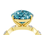 Yellow gold Pear Cut Blue Topaz Solitaire Twisted Band with Round  Accents and Prong Setting_16