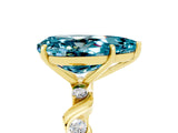 Yellow gold Pear Cut Blue Topaz Solitaire Twisted Band with Round  Accents and Prong Setting_17