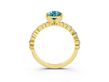 Yellow gold Pear Cut Blue Topaz Solitaire with Side Stones, Pave Band, Four-Prong Setting_51