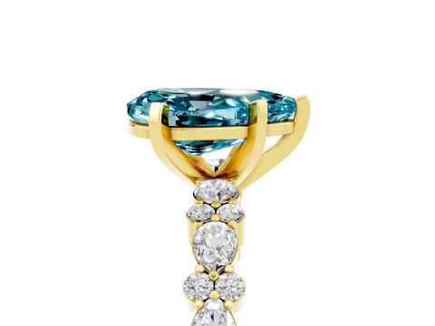 Yellow gold Pear Cut Blue Topaz Solitaire with Side Stones, Pave Band, Four-Prong Setting_53
