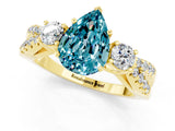 Yellow gold Pear Cut Blue Topaz Three-Stone Ring with Pavé Split Shank and Four-Prong Setting_13