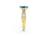 Yellow gold Pear Cut Blue Topaz Three-Stone Ring with Pavé Split Shank and Four-Prong Setting_14