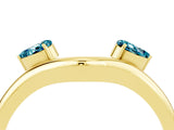 Yellow gold Pear Cut Blue Topaz Two-Stone Open Band Ring with Prong Setting_10