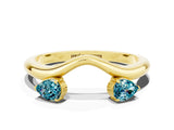 Yellow gold Pear Cut Blue Topaz Two-Stone Open Band Ring with Prong Setting_6