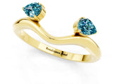 Yellow gold Pear Cut Blue Topaz Two-Stone Open Band Ring with Prong Setting_7