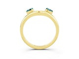 Yellow gold Pear Cut Blue Topaz Two-Stone Open Band Ring with Prong Setting_9