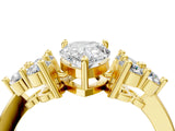 Yellow gold Pear Cut Brilliant Diamond Cluster Accent Solitaire Ring with Prong Setting_19