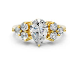 Yellow gold Pear Cut Brilliant Diamond Cluster Accent Solitaire Ring with Prong Setting_3