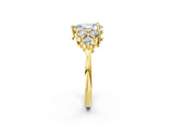 Yellow gold Pear Cut Brilliant Diamond Cluster Accent Solitaire Ring with Prong Setting_5
