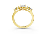 Yellow gold Pear Cut Brilliant Diamond Cluster Accent Solitaire Ring with Prong Setting_6