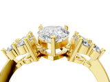 Yellow gold Pear Cut Brilliant Diamond Cluster Accent Solitaire Ring with Prong Setting_7