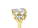Yellow gold Pear Cut Brilliant Diamond Cluster Accent Solitaire Ring with Prong Setting_8