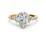 Yellow gold Pear Cut Brilliant Diamond Solitaire Ring with Pear Side Stones and Four-Prong Setting_3