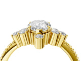 Yellow gold Pear Cut Brilliant Diamond with Cluster Setting on a Beaded Band and Four-Prong Setting_19
