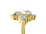 Yellow gold Pear Cut Brilliant Diamond with Cluster Setting on a Beaded Band and Four-Prong Setting_8