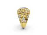Yellow gold Pear Cut Brilliant Halo Pave Diamond Milgrain Ring_15