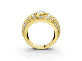 Yellow gold Pear Cut Brilliant Halo Pave Diamond Milgrain Ring_16