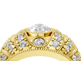 Yellow gold Pear Cut Brilliant Halo Pave Diamond Milgrain Ring_17