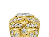 Yellow gold Pear Cut Brilliant Halo Pave Diamond Milgrain Ring_18