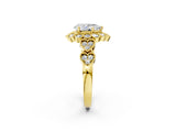 Yellow gold Pear Cut Brilliant Milgrain Pave Heart Band Solitaire Ring_5