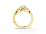 Yellow gold Pear Cut Brilliant Milgrain Pave Heart Band Solitaire Ring_6