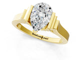 Yellow gold Pear Cut Brilliant Solitaire Diamond Ring with Channel Set Band and Bar Prong Setting_13