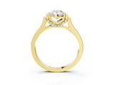 Yellow gold Pear Cut Brilliant Solitaire Diamond Ring with Channel Set Band and Bar Prong Setting_15
