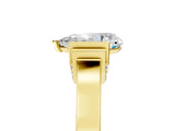 Yellow gold Pear Cut Brilliant Solitaire Diamond Ring with Channel Set Band and Bar Prong Setting_17
