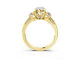 Yellow gold Pear Cut Brilliant Three-Stone Diamond Ring with Pavé Band and Four-Prong Setting_6