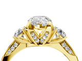 Yellow gold Pear Cut Brilliant Three-Stone Diamond Ring with Pavé Band and Four-Prong Setting_7