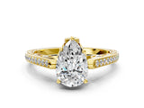 Yellow gold Pear Cut Cathedral Pave Diamond Engagement Ring with Six-Prong Setting_33