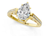 Yellow gold Pear Cut Cathedral Pave Diamond Engagement Ring with Six-Prong Setting_34