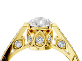 Yellow gold Pear Cut Cathedral Pave Diamond Engagement Ring with Six-Prong Setting_37