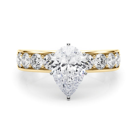 Yellow gold Pear Cut Channel Set Diamond Engagement Ring with Four-Prong Setting 1