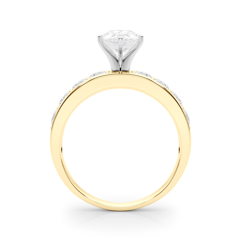 Yellow gold Pear Cut Channel Set Diamond Engagement Ring with Four-Prong Setting 2