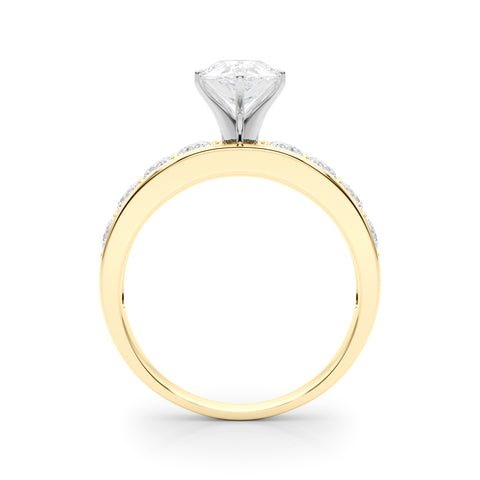 Yellow gold Pear Cut Channel Set Diamond Engagement Ring with Four-Prong Setting 2