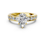 Yellow gold Pear Cut Channel Set Diamond Engagement Ring with Four-Prong Setting_234