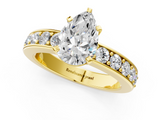 Yellow gold Pear Cut Channel Set Diamond Engagement Ring with Four-Prong Setting_235