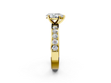 Yellow gold Pear Cut Channel Set Diamond Engagement Ring with Four-Prong Setting_236