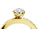 Yellow gold Pear Cut Channel Set Diamond Engagement Ring with Four-Prong Setting_238